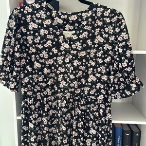 Floral Black and White Dress